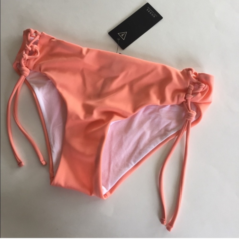 Guess coral color lace up sides bikini bottoms